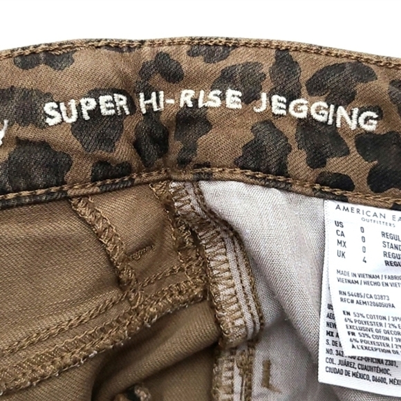 AEO Next Level Stretch Super Hi-Rise Jegging Two Tone Brown Animal Print Size 0 - Picture 9 of 15